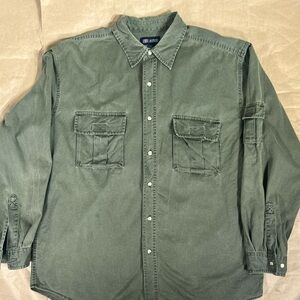 Faded Glory Olive Button-Up Shirt